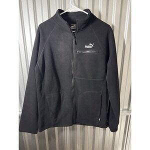 Puma Polar Fleece Full-Zip Jacket Mens Size Small Raglan Long Sleeve Black $90